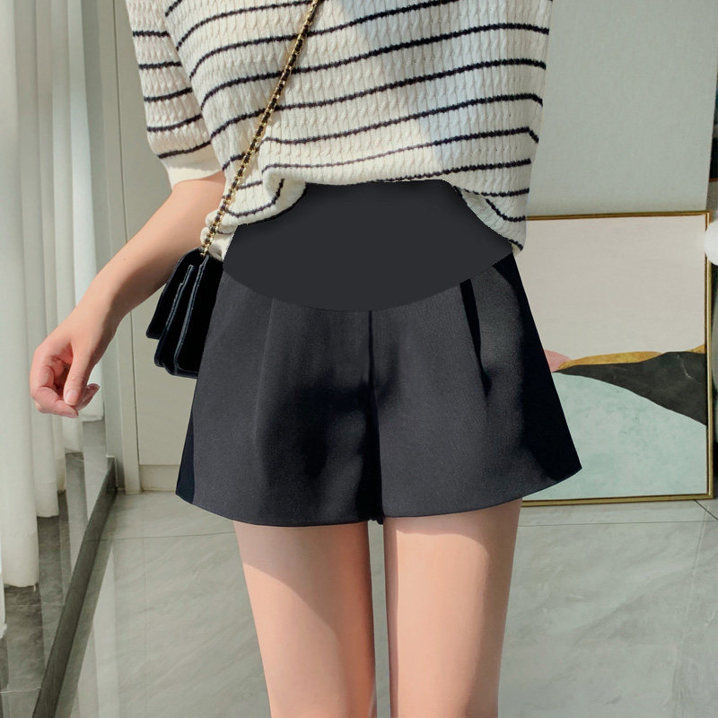 孕妇裤字夏季薄外穿西装短裤潮妈托腹宽松垂感A字阔腿黑色打底裤,淘宝优惠券,粉丝福利购,淘宝优惠卷