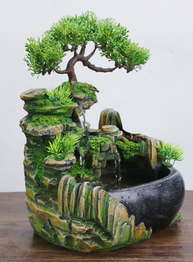 创意礼品小假山流水桌面摆件装饰加湿器办公室工艺品