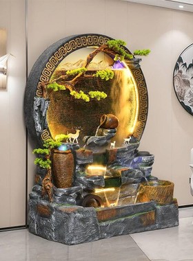 水幕墙流水屏风隔断公司前台装饰品玄H关风水鱼缸大号招财落地摆