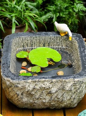 庭院小花园阳台鱼池造景摆件户外鱼缸仿石槽Q水景观小院天台布置
