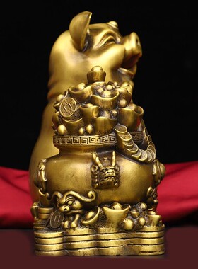 招财金猪摆件f生肖猪纯铜家居客厅装饰办公室工艺品乔迁开业礼品