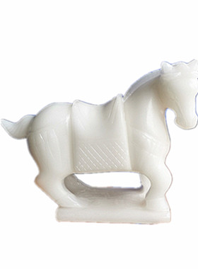 天然白玉马手工动物桌面电视柜玄关摆件居家客厅办公室礼物工艺品