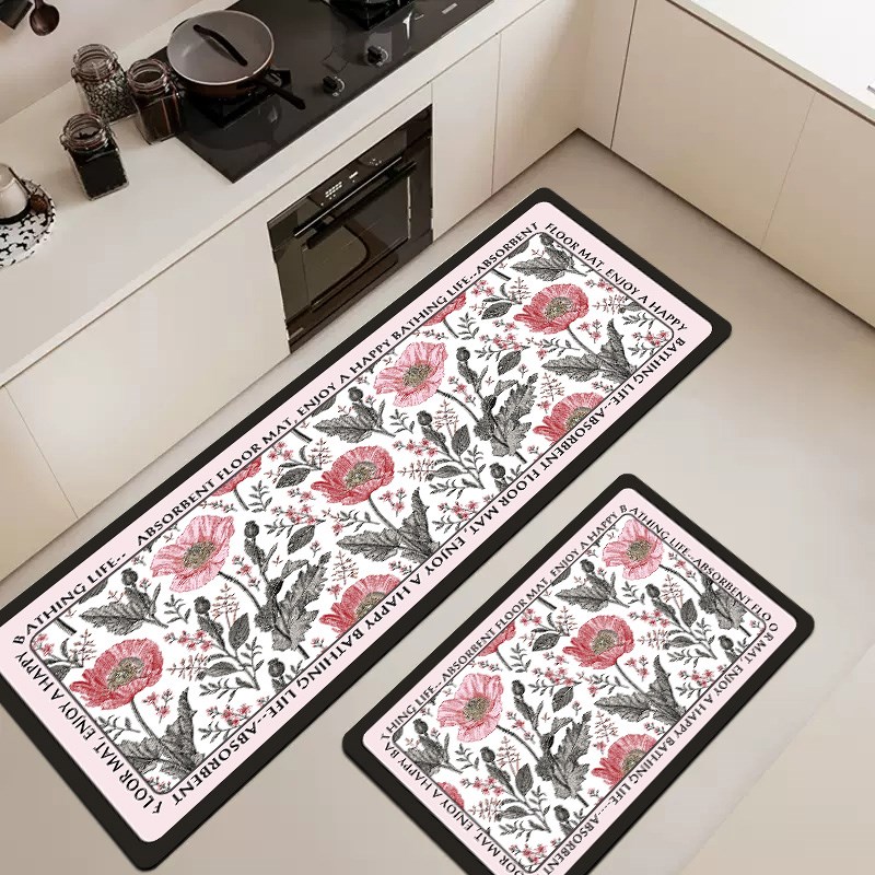 圈绒厨房地垫防滑防油吸水垫门口耐脏踩脚垫进门入户可擦免洗地毯 - 图1