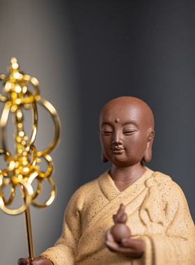 中式禅意地藏王菩萨佛像摆件家居客厅玄关桌面装饰摆设陶瓷工艺品