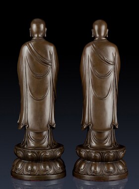 纯黄铜阿难迦叶佛像寺庙供奉摆件佛陀弟子铜阿难尊者摩诃迦叶尊者