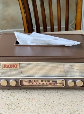 怀旧复古收音机行李箱纸巾盒餐桌民国风抽纸盒客厅酒吧装饰品摆件