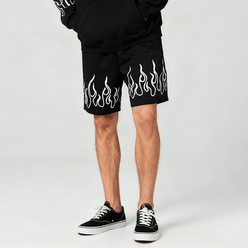 【明星同款】VOS火焰刺绣休闲系带重磅短裤男女款 VisionofSuper - 图1