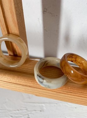 龟甲树脂戒指套装龟甲醋酸树脂叠戴戒指扁平戒指系列