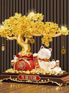 八方来财招财猫礼物开业大吉生意兴隆摆件朋友新店前台高档工艺品