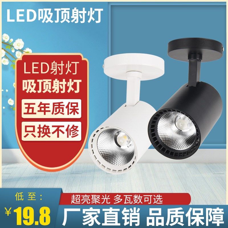 led明装射灯商用服装店单灯店铺背景墙超亮家用吸顶式cob小轨道灯,淘宝优惠券,粉丝福利购,淘宝优惠卷