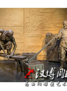 玻璃钢仿铜人物雕塑伐木工人雕塑铸铜木工木匠雕塑铜雕人物定制做