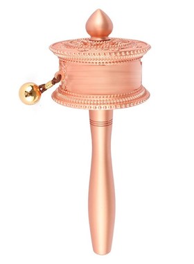 德田手摇转金轮静音手持转动桶锌合金电镀工艺家用装饰摆件转金筒