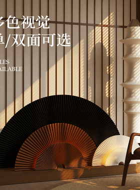 十八纸纸扇摆件落地款新中式装饰布置橱窗中古风摄影拍摄道具发光