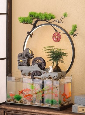 招财流水循环玻璃鱼缸瀑布家居装饰转运球风水轮摆件乔迁新居礼品