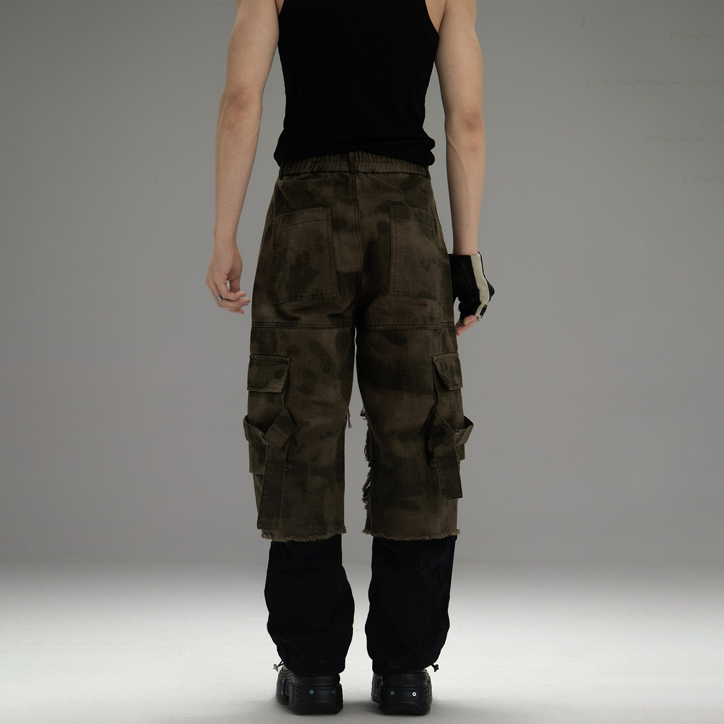 GALAXOR 美式复古假两件工装裤宽松小众撞色拼接军绿迷彩牛仔长裤,淘宝优惠券,粉丝福利购,淘宝优惠卷