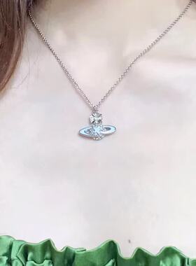 【新品】西太后土星吊坠项链五角星吊坠锁骨链轻奢镶嵌银色颈链