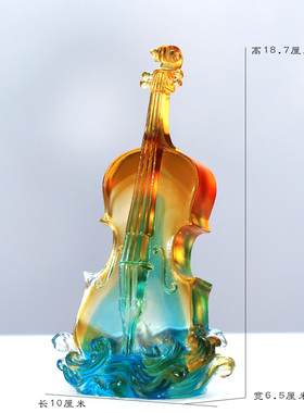 琉璃小提琴琴瑟和鸣创意摆件居家客厅前台摆放装饰朋友婚庆送礼