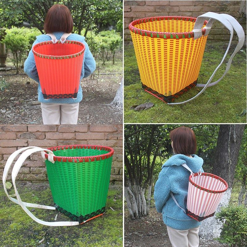 大背篓塑料买菜家用仿竹编背篼收纳背筐手工藤编采摘背篮子背箩筐,淘宝优惠券,粉丝福利购,淘宝优惠卷