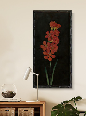 红百合法式复古风餐柜装饰画玄关客厅卉挂画餐桌壁画