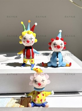 可爱小丑淄博琉璃公仔摆件装饰品纯手工手办桌面书桌生日礼物