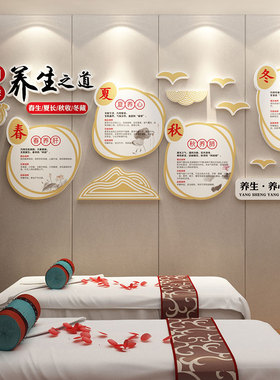 季养生馆背景装饰品画院房间大厅布置足疗浴店中医文化