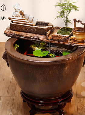 陶瓷鱼缸水缸养鱼阳台睡莲荷花缸室外庭院陶瓷大缸鱼缸老式大水缸