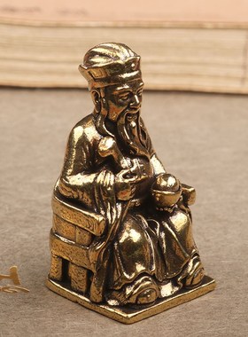 纯黄铜土地公神像土地婆供奉家用镇宅福德正神土地爷铜像佛像摆件