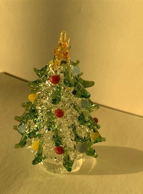 琉璃圣诞树淄博烧玻璃摆件手工艺品圣诞装饰挂件客厅摆件家居通用