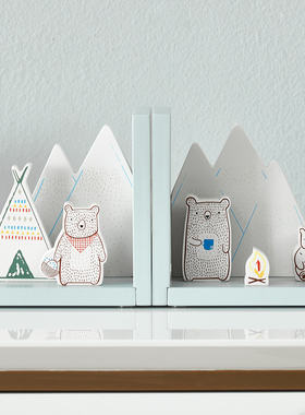 卡通动物熊书挡摆件卧室书靠样板房书房儿童房家居装饰品书立摆设