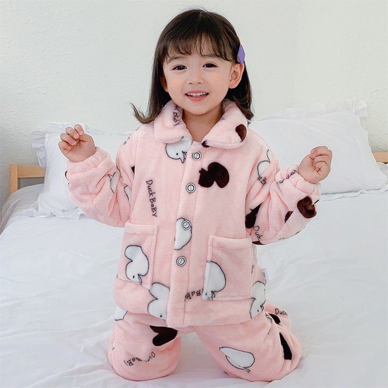 儿童法兰绒睡衣宝宝秋冬加绒加厚珊瑚绒小孩冬款男女童家居服套装,淘宝优惠券,粉丝福利购,淘宝优惠卷