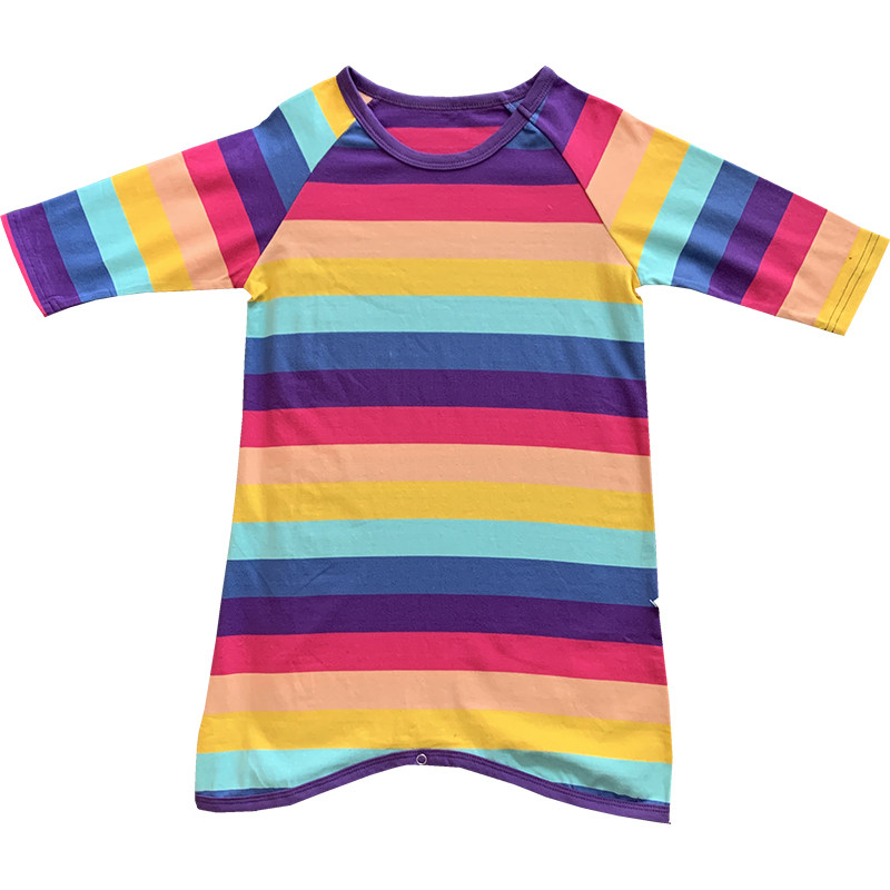 儿童睡裙女孩纯棉夏季长袖女童彩虹睡衣大童薄款春秋女宝母女睡袍,淘宝优惠券,粉丝福利购,淘宝优惠卷