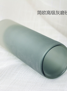 高级感花瓶灰色艺术摆件磨砂办公室玄关装饰细长细高客厅插花花器