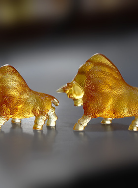 拓荒牛琉璃牛摆件居家客厅商铺前台桌面摆放装饰商务亲朋国风送礼