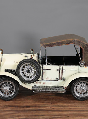 怀旧复古铁艺老爷车模型摆件创意家居咖啡厅酒柜电视柜装饰品礼物