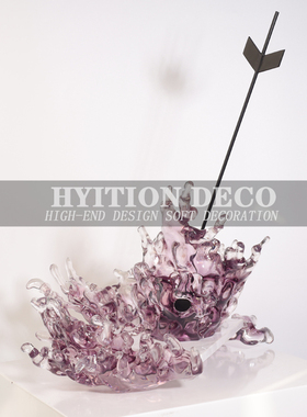 酒店大堂高档摆件售楼处电梯口装饰品样板房客厅玄关轻奢浪花雕塑