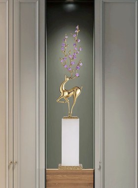 轻奢鹿摆件入户玄关壁龛客厅电视柜旁装饰品乔迁新居开业高档礼品