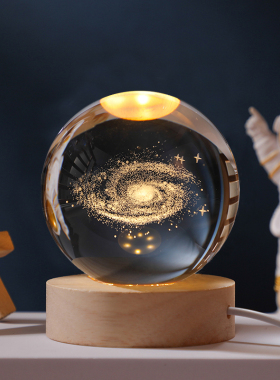 发光水晶球小摆件桌面创意治愈系玻璃球装饰品小夜灯送人生日礼物