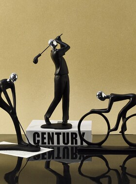 北欧简约歌手黑色人物套装家居客厅玄关电视柜酒柜装饰品摆件组合