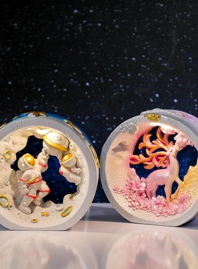 宇航员创意小夜灯桌面摆件解压治愈系卧室装饰品太空人生日礼物男