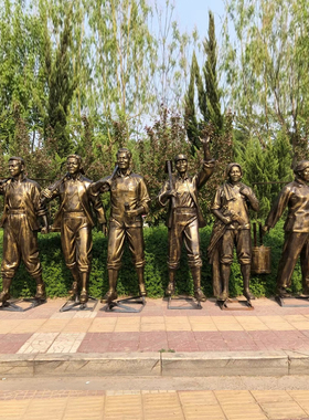 玻璃钢知青下乡人物雕塑红色文化纪念馆农耕劳动户外铜雕像定制