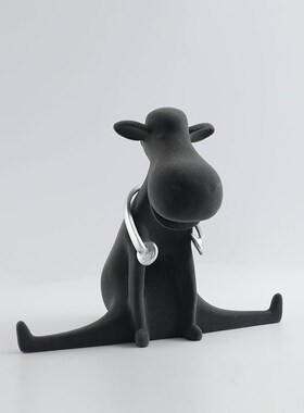 卡通动物灰色植绒耳机驴摆件现代样板间家居儿童房摆件样板房家居