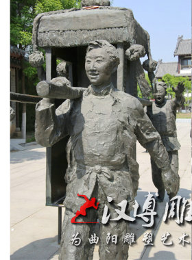 玻璃钢仿铜人物雕塑商业步行街民俗娶亲主题雕塑铜雕人物可定制做