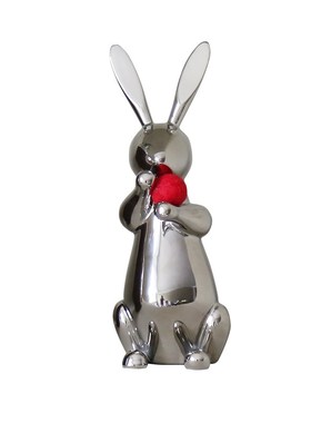 意式轻奢高级感银色陶瓷兔子客厅电视柜玄关软装饰品酒柜艺术摆件