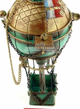 复古铁皮装饰模型摆件 18世纪法国热气球酒吧西餐厅吊挂家居装饰