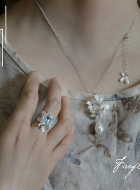 无尽夏花簇珍珠胸针项链手工小众