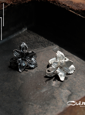 cheng 白色鸢尾花戒指 原创设计925银戒指仙女氛围感小众