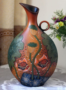 实用结婚礼物客厅电视柜酒柜装饰品摆件陶瓷花瓶个性手工陶艺精品