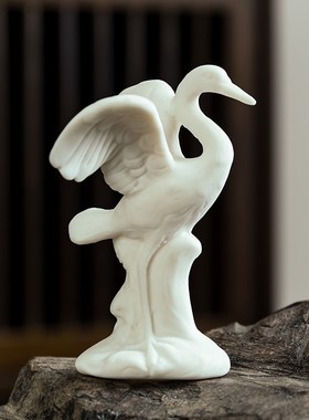 陶瓷工艺品仙鹤摆件现代简约客厅装饰品创意玄关酒柜盆景微景观