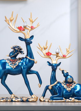 创意招财鹿摆件三件套摆设电视柜酒柜客厅装饰品新家乔迁家居饰品