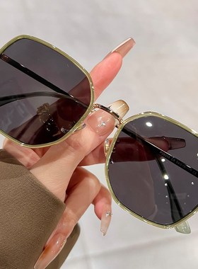 渐变茶墨镜女级感可配近视度数防晒偏光大脸专用太阳眼镜眼睛架